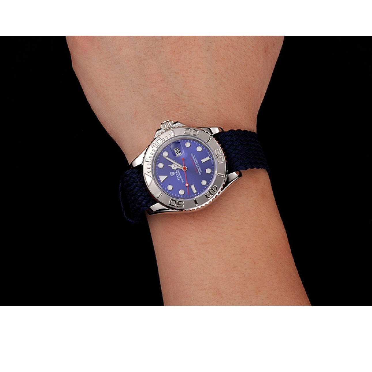 Aaa replica watch Blue Master 1453868 Bracelet Rolex Fabric Blue Dial Yacht 0707